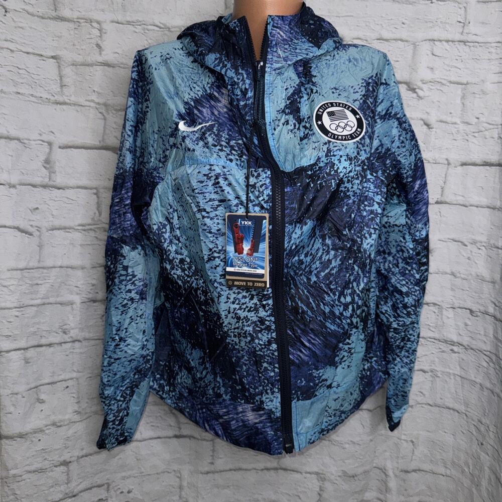 Nike ACG Olympic Team USA Women Medium Windbreaker Jacket Blue